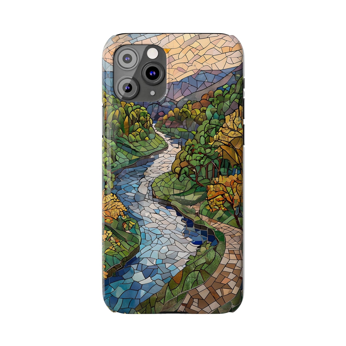 Cuyahoga Valley Mosaic Slim Phone Case, Midwest Forest Art, Scenic Nature Aesthetic, Unique Gift for Nature Lovers