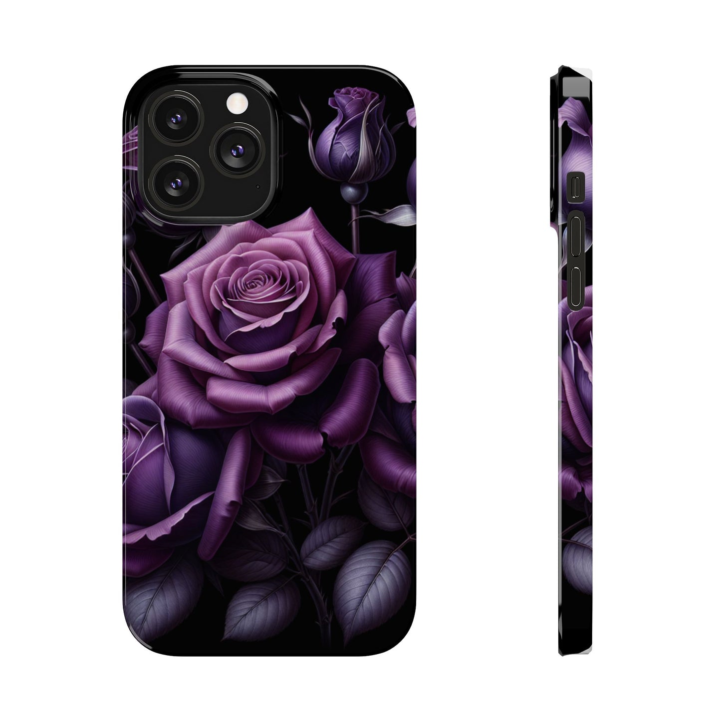 Purple Rose Slim Phone Cases, Floral Phone Cover, Elegant Smartphone Case, Gift for Her, Mother's Day Accessories