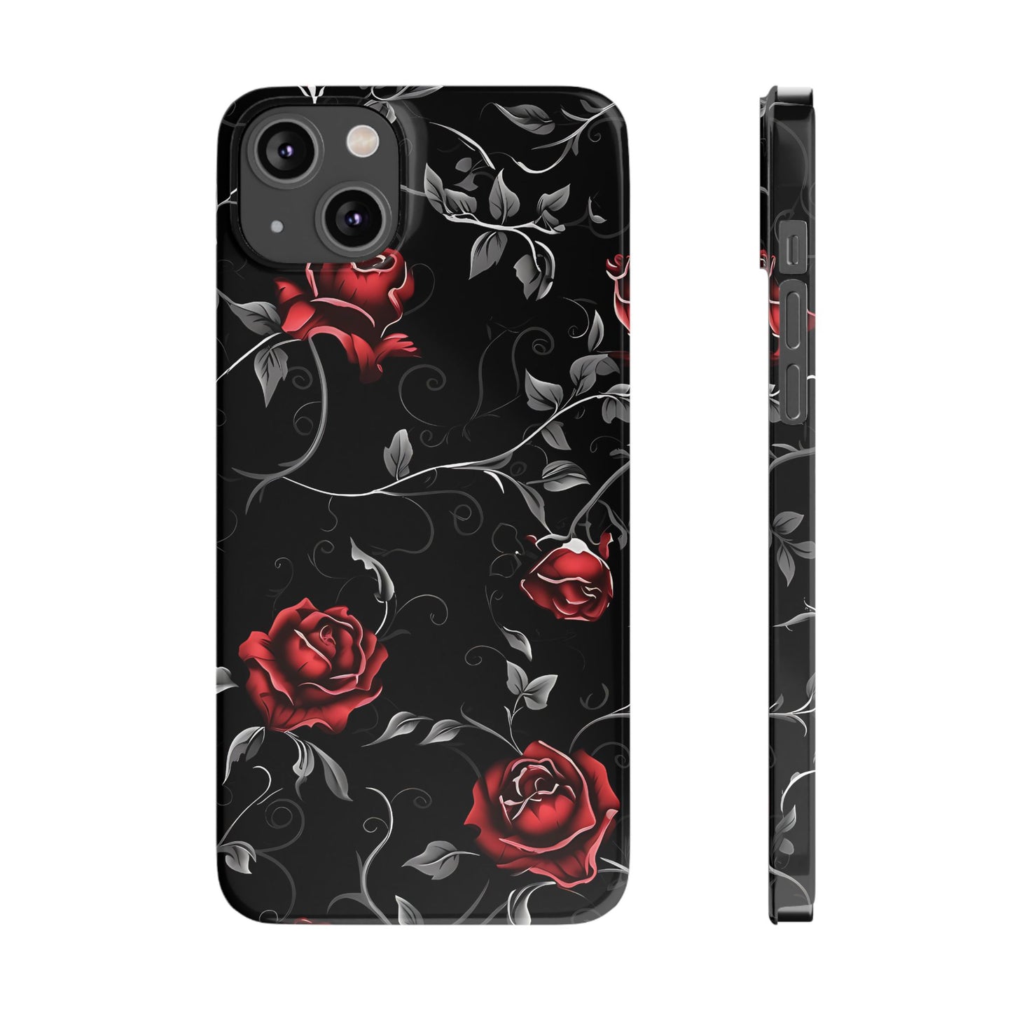 Elegant Floral Slim Phone Cases, Gothic Style Case, Rose Design Cover, Unique Gift for Her, Phone Accessories, Modern Chic