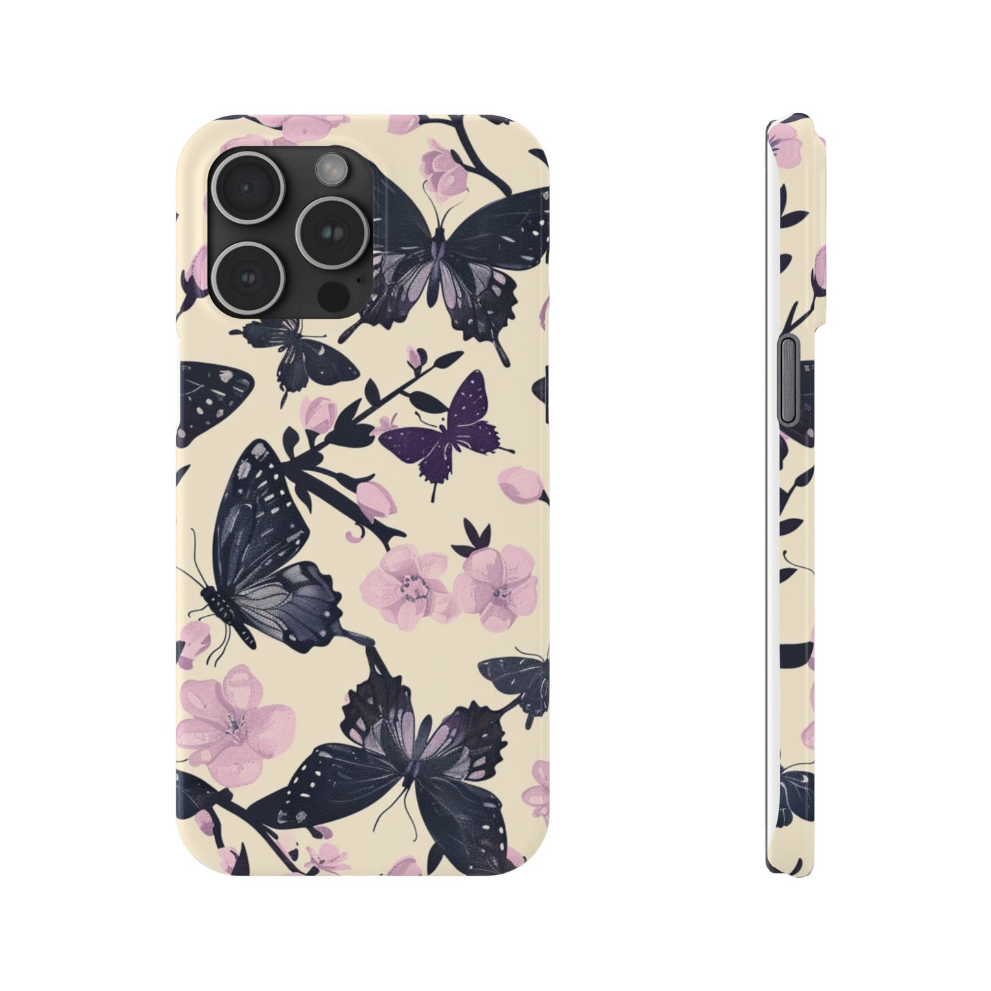 Butterfly Floral Slim Phone Cases, Elegant Butterfly Design, Nature Lover Gift, Phone Accessory, Stylish Cases for Women