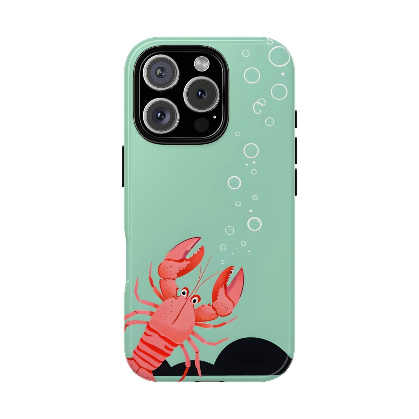 Whimsical Lobster Phone Case - Funny Sea Creature Tough Case Gift - Sea Foam Green Ocean Design - Compatible with iPhone Galaxy Google