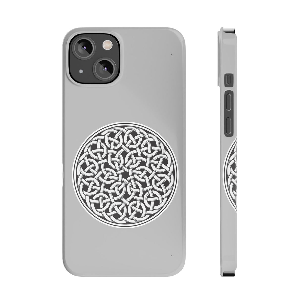 Celtic Knot Slim Phone Case, Silver Medallion Design, St. Patrick Phone Cover Compatible with iPhone 17, 16, 15, 14, 13, 12, 11