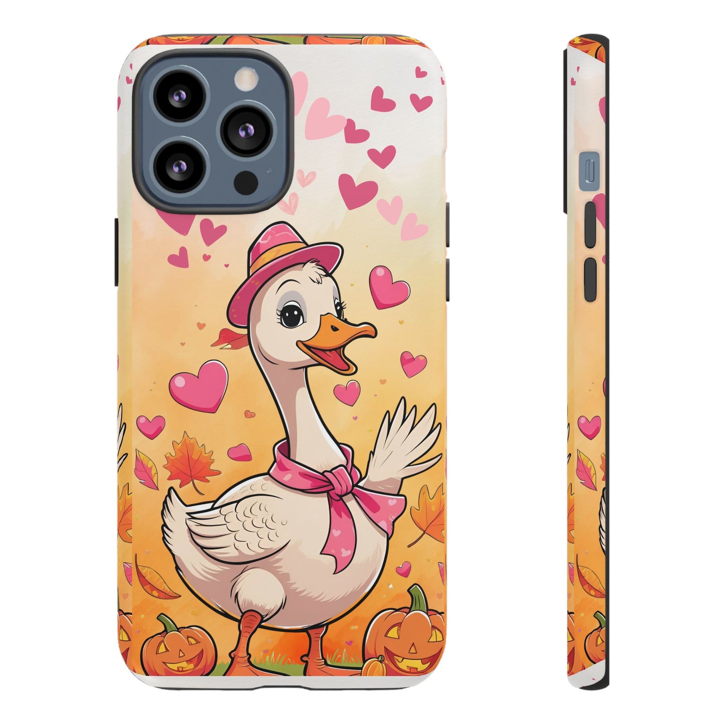 Summerween Silly Goose Phone Case, Coquette Halloween Phone Cover, Cozy Cute Halloween Aesthetic Case, Pink Hearts Fall Glam Girl Accessory