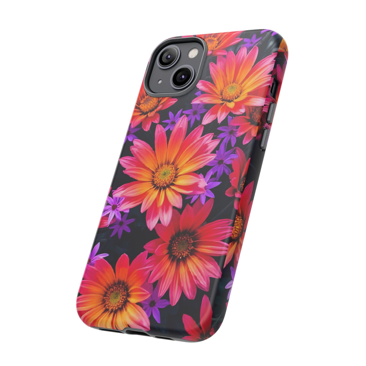Bold Garden Flower Tough Phone Case - Colorful Floral Print, Bright Botanical Aesthetic, Compatible with iPhone, Galaxy, and Google Phones