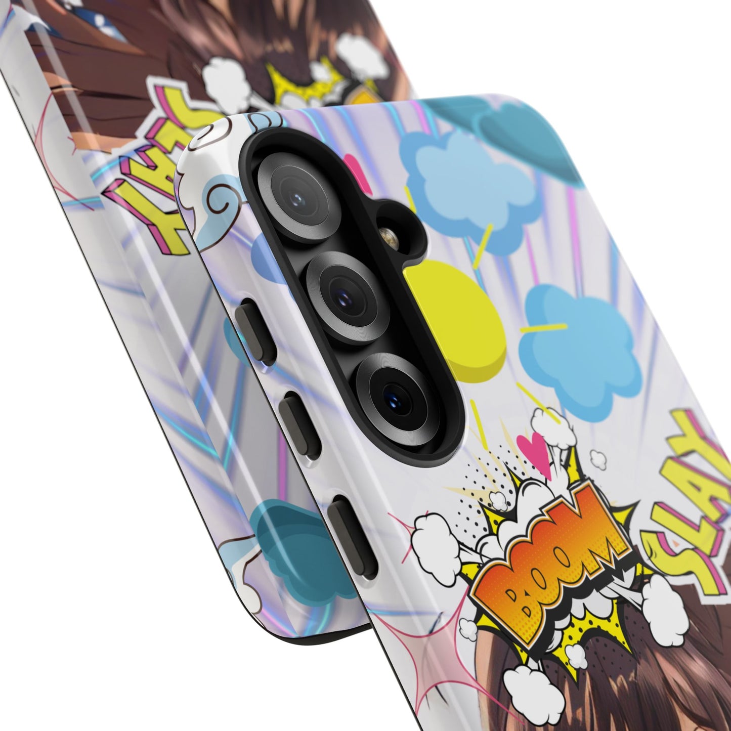Anime Warrior Girl Tough Phone Case, Japanese Action Anime Aesthetic, Bold Heroine Design, Compatible with iPhone, Galaxy, and Google Phones