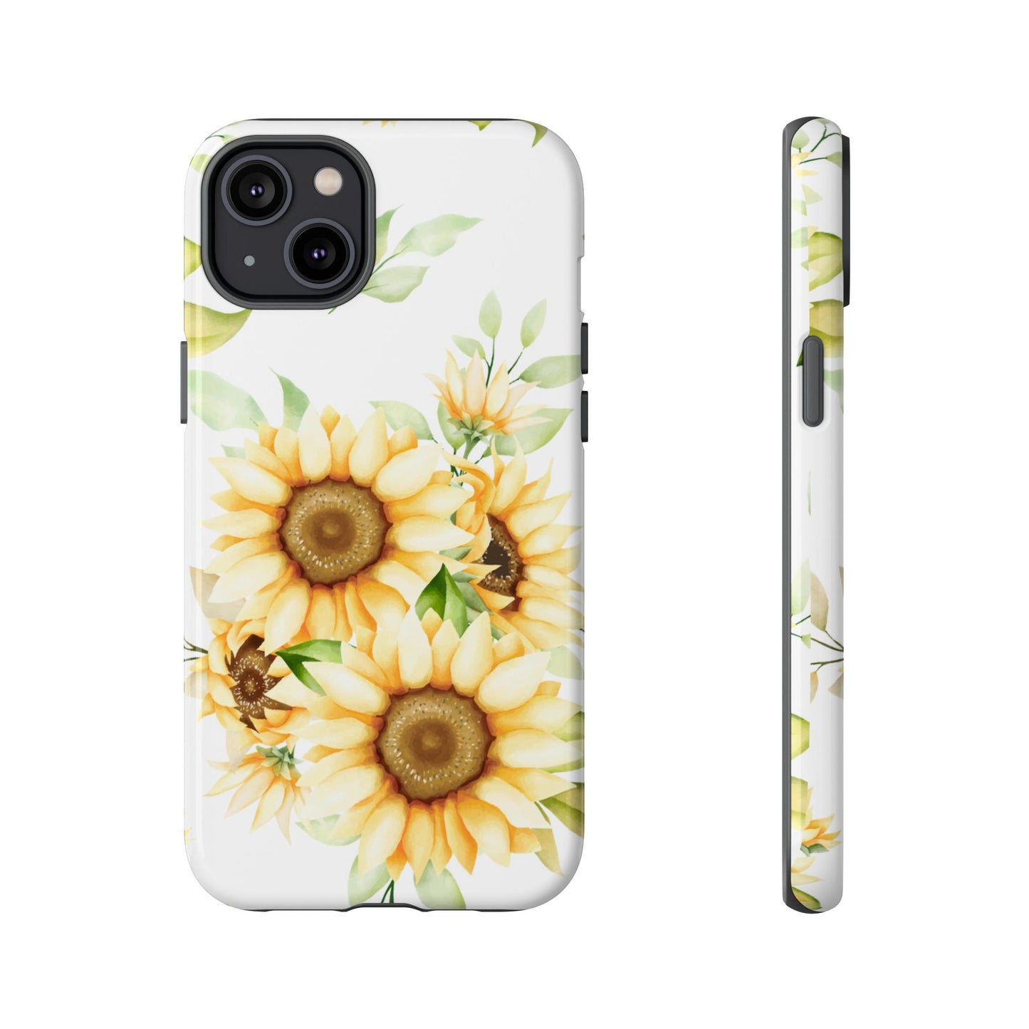 Sunflower Floral Tough Phone Case - Watercolor Botanical Art, Bright Nature Aesthetic, Compatible with iPhone, Galaxy, and Google Phones