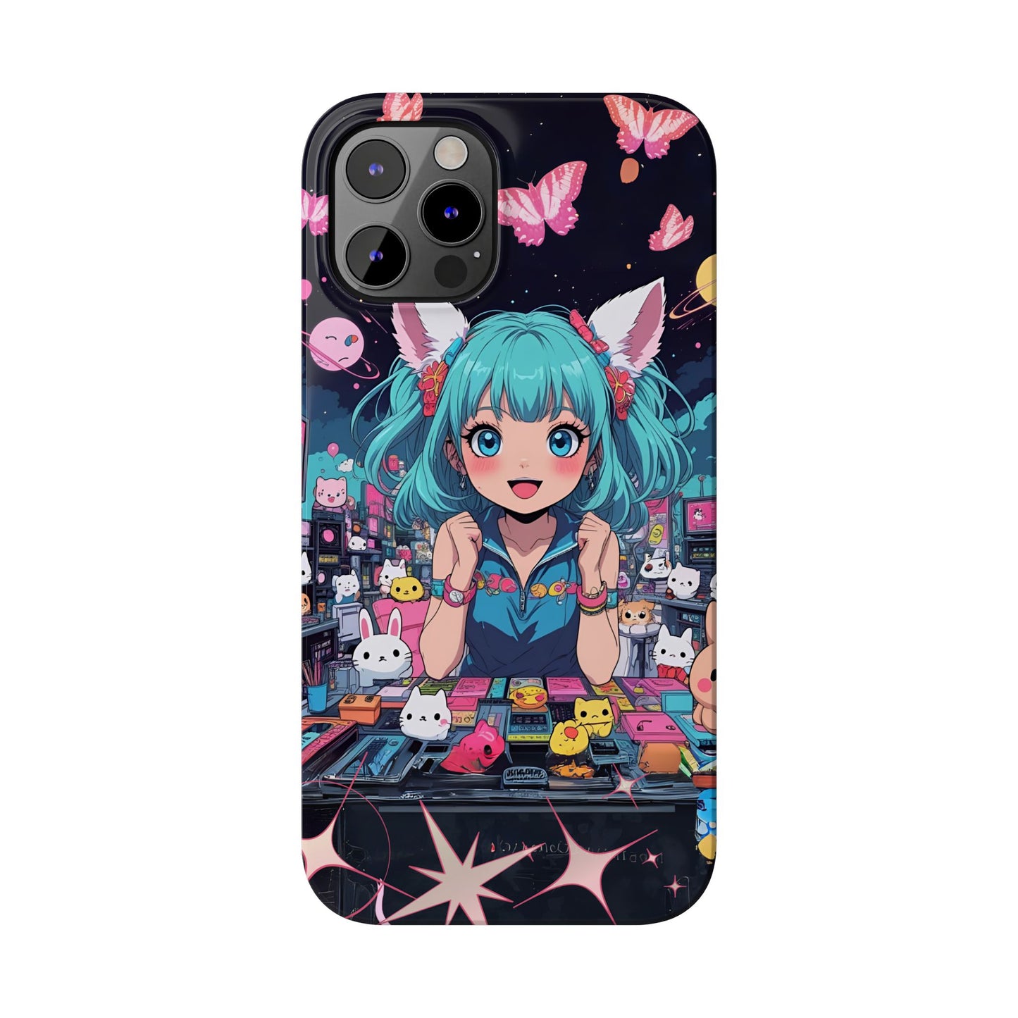 Y2K Anime Girl Slim Phone Case, Kawaii Vaporwave Style, Cute Maximalist Aesthetic, Anime Design, Slim Protection, Aesthetic Accessory