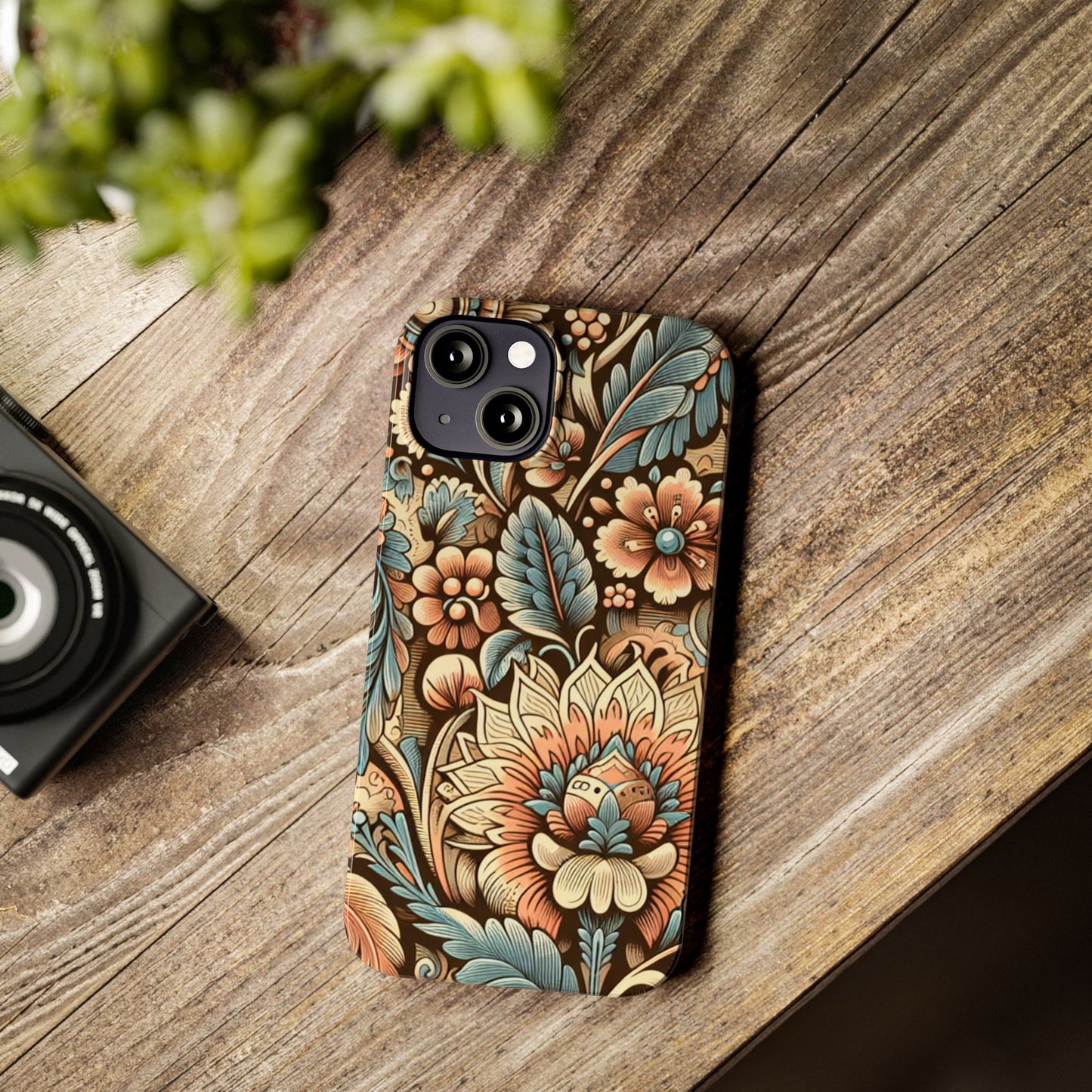 Floral Slim Phone Case, Boho Chic Phone Cover, Stylish Gift for Her, Spring and Summer Accessory, Trendy Phone Protector