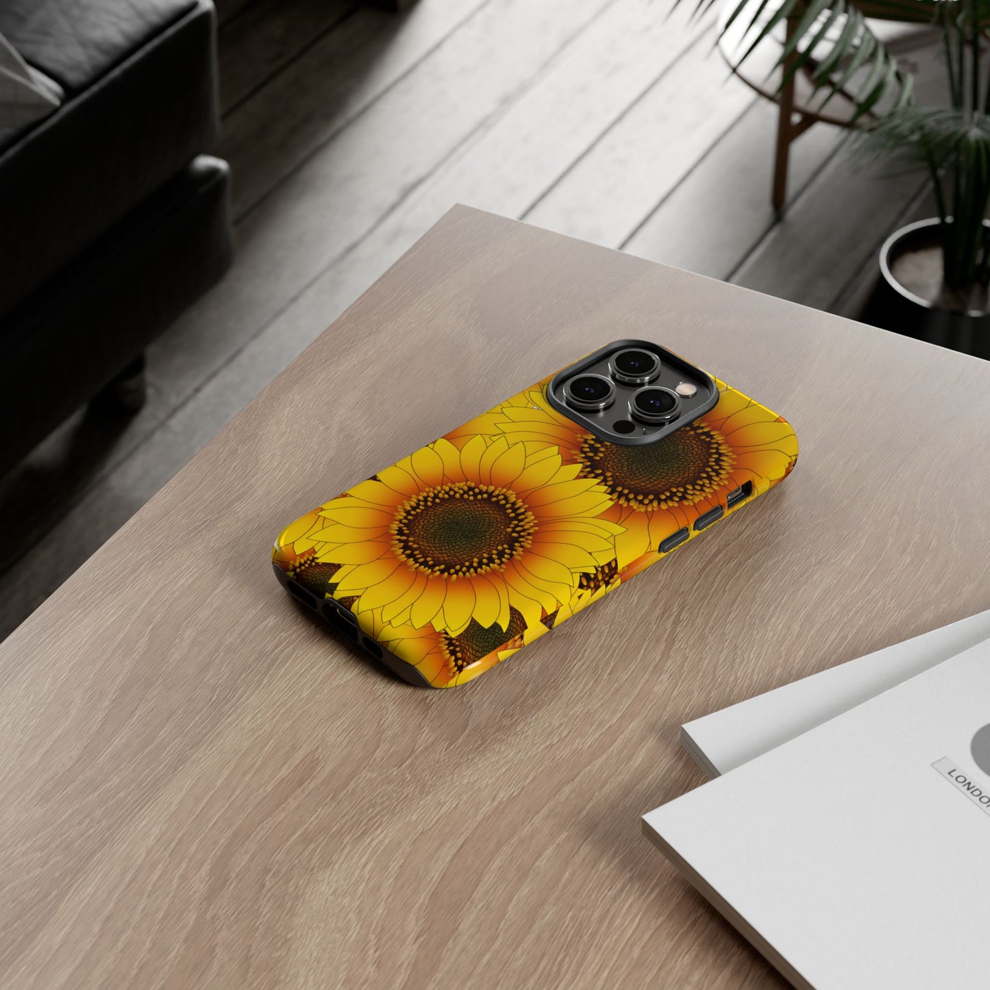 Sunflower Aesthetic Tough Phone Case - Bright Floral Art, Bold Yellow Sunflower Design, Compatible with iPhone, Galaxy, and Google Phones