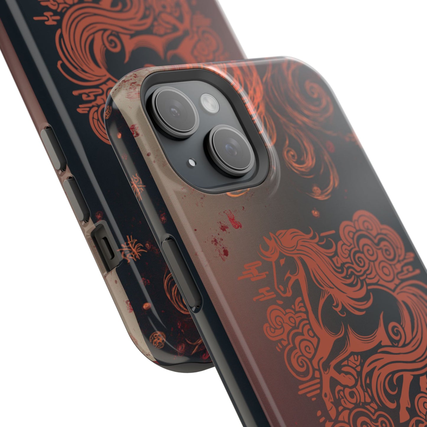 Year of the Horse Floral Art Magnetic Phone Case, Chinese Zodiac 2026 Design, compatible with iPhone 17 16 15 14 13