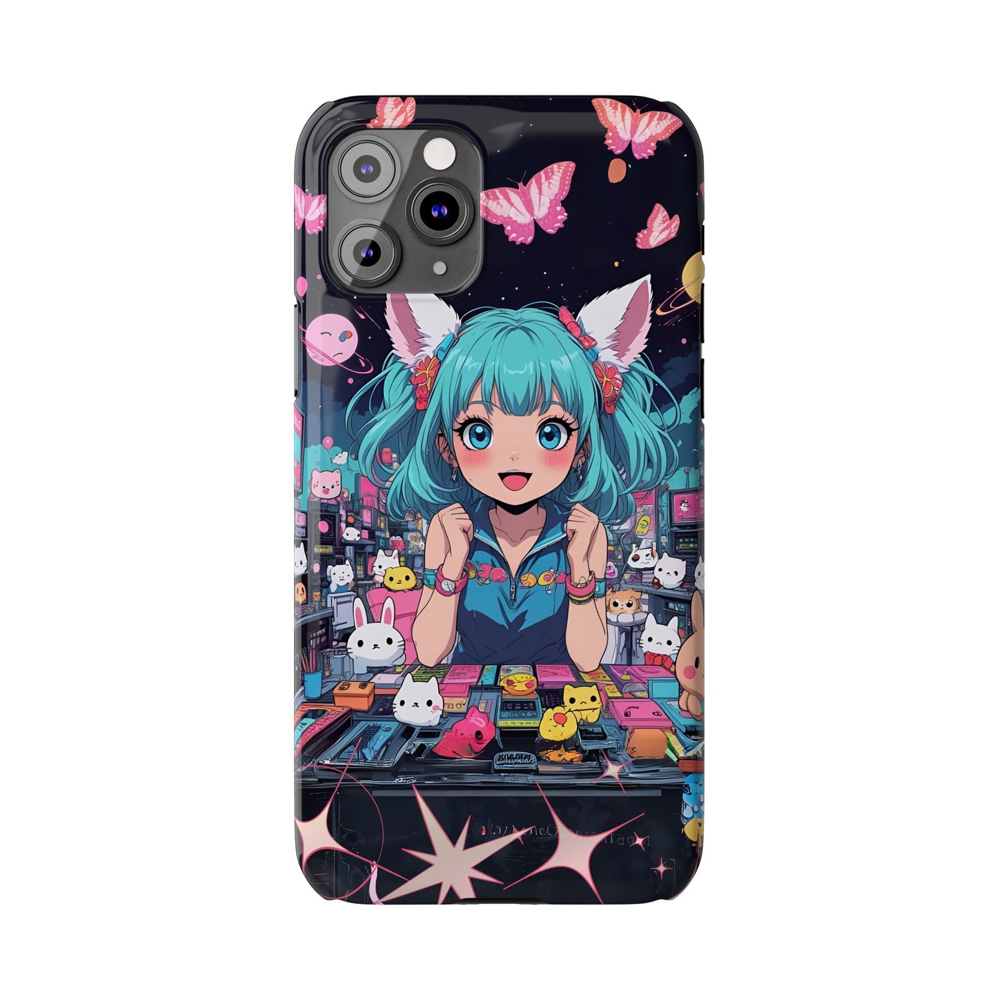 Y2K Anime Girl Slim Phone Case, Kawaii Vaporwave Style, Cute Maximalist Aesthetic, Anime Design, Slim Protection, Aesthetic Accessory