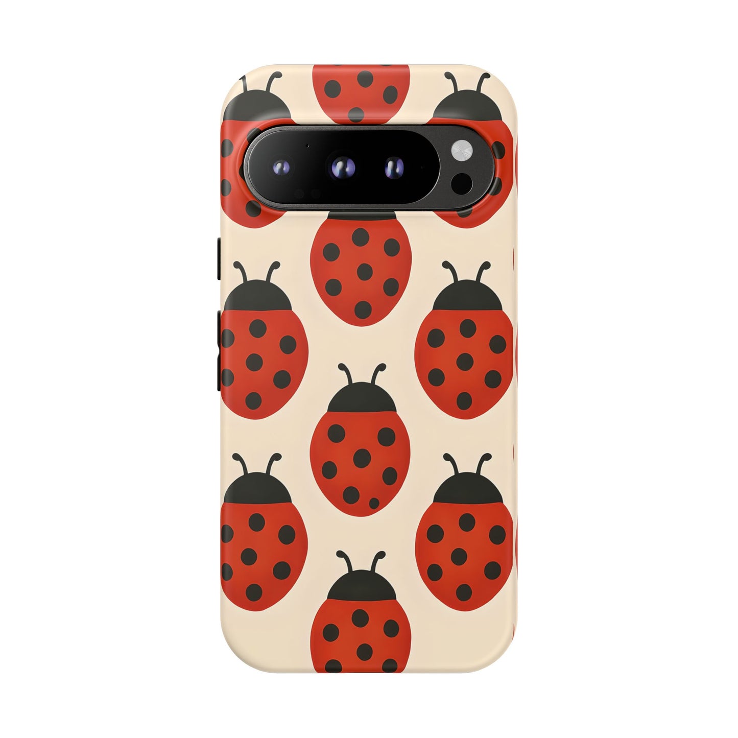 Cute Ladybug Tough Phone Case - Red and Black Insect Pattern, Nature-Inspired Design, Compatible with iPhone, Galaxy, and Google Phones