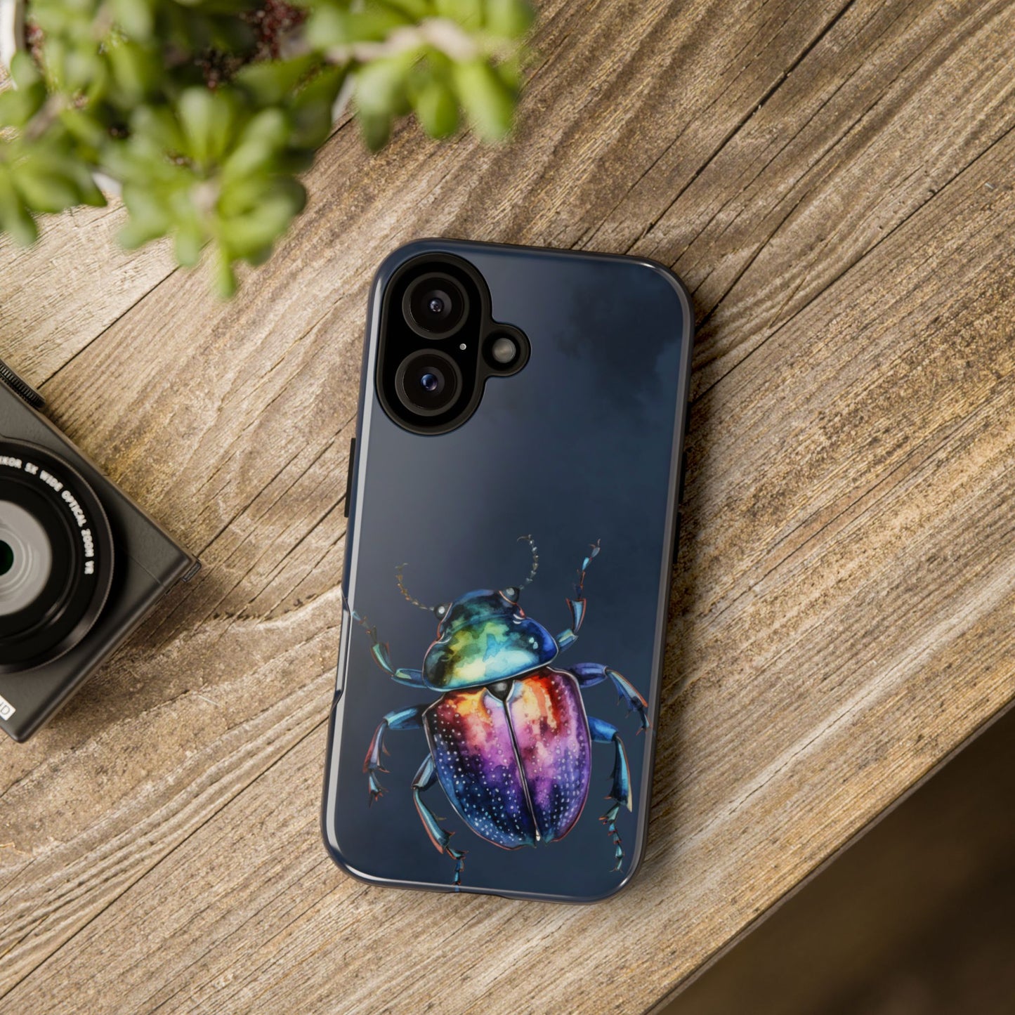 Iridescent Beetle Tough Phone Case - Insect Art Design, Nature-Inspired Pattern, Compatible with iPhone, Galaxy, and Google Phones