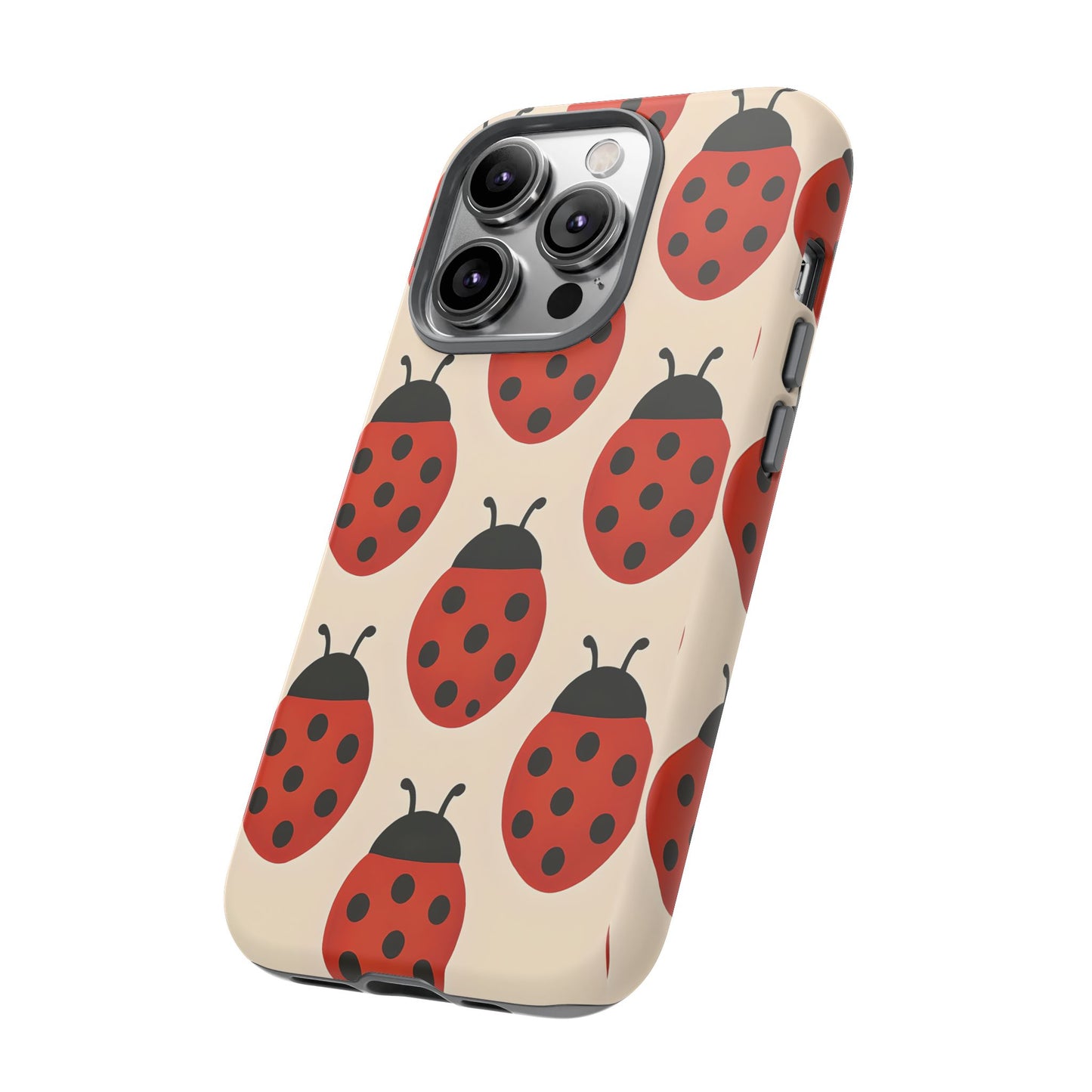 Cute Ladybug Tough Phone Case - Red and Black Insect Pattern, Nature-Inspired Design, Compatible with iPhone, Galaxy, and Google Phones