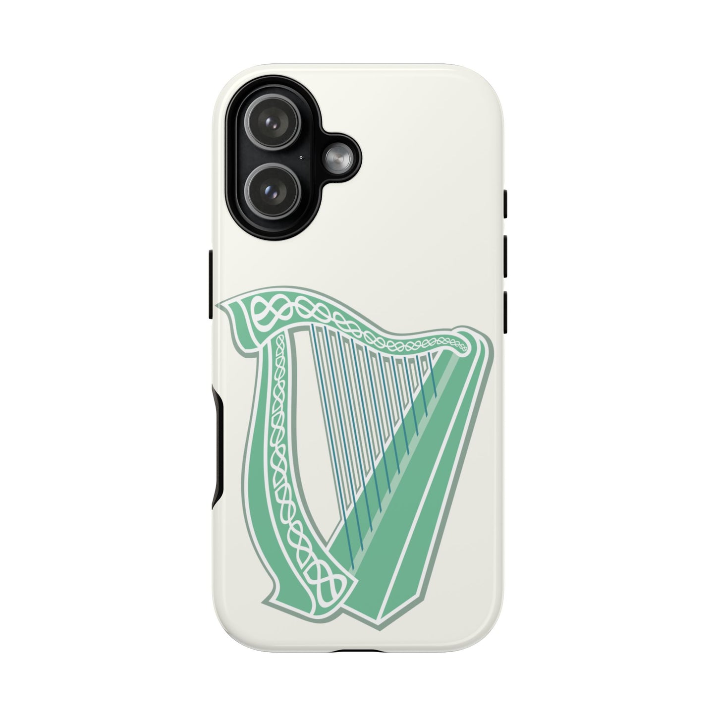 Tough Case Irish Harp Design Phone Cover Compatible with iPhone 17, 16, 15, 14, 13, Galaxy, Google, Celtic Heritage Ireland Symbol Art