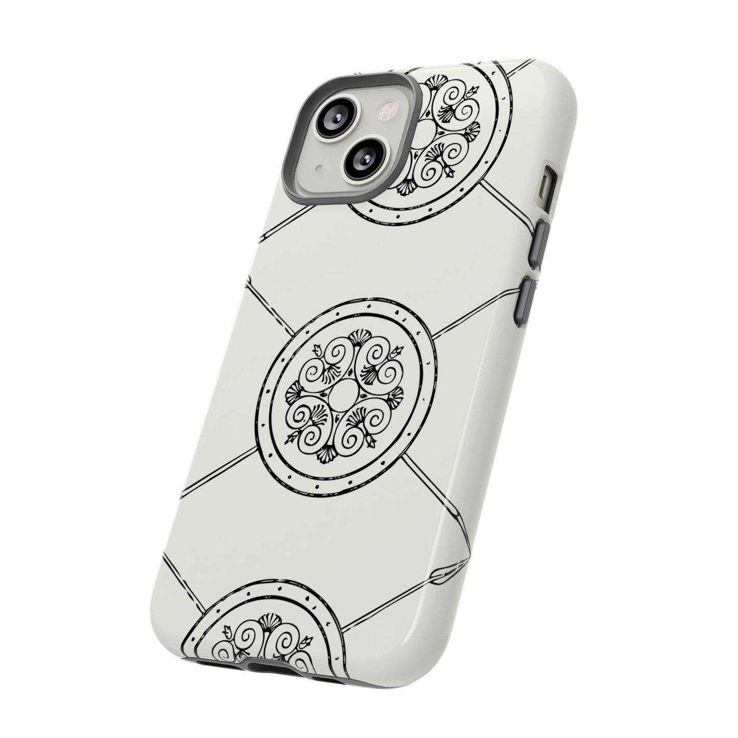 Tough Case Celtic Pattern White and Black Design Phone Cover Compatible with iPhone 17, 16, 15, 14, 13, Galaxy, Google, Irish Heritage Art