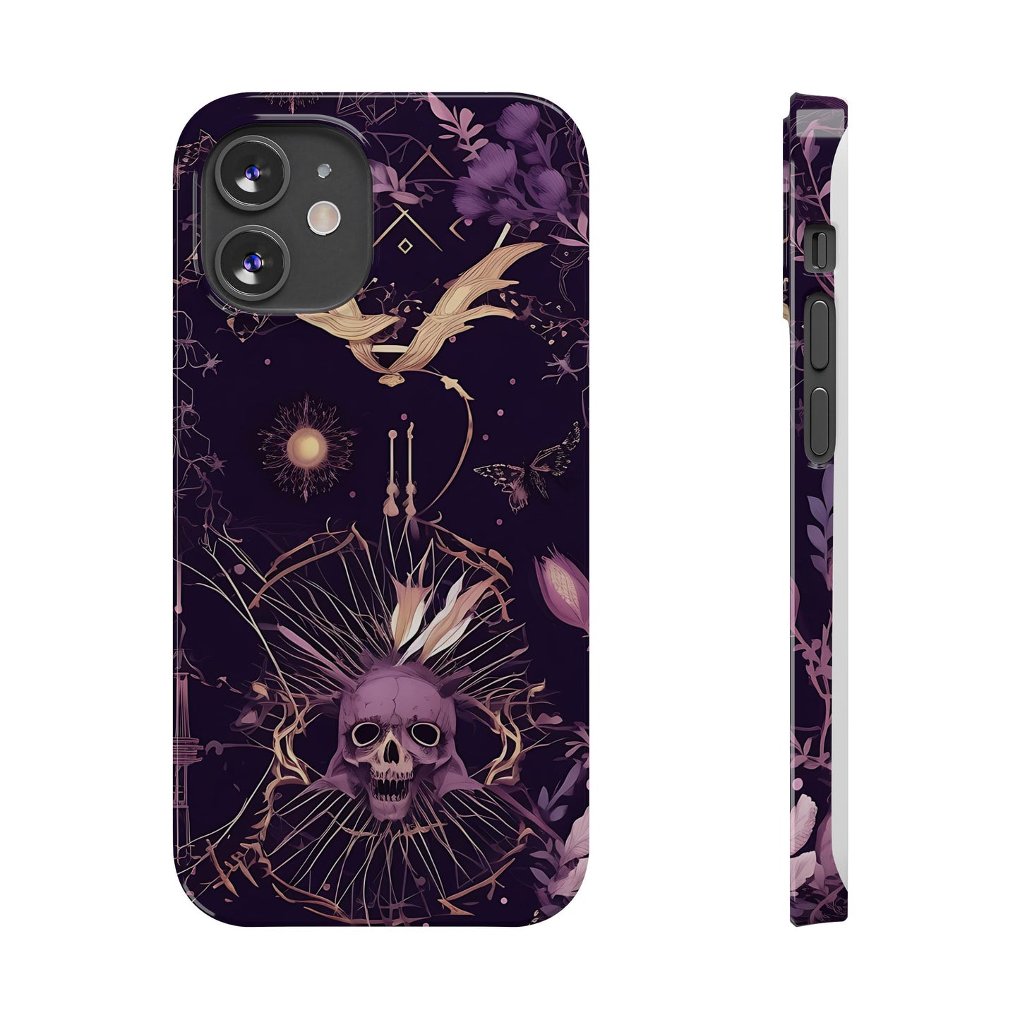 Gothic Floral Slim Phone Cases, Ghostly Style Mobile Cover, Dark Aesthetic Gift, Unique Protective Case, Perfect for Halloween