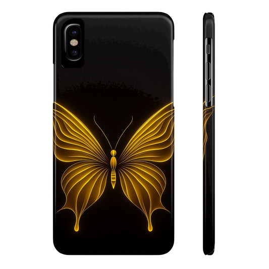 Golden Butterfly Phone Case, Elegant Insect Art, Black Aesthetic Slim Phone Case Compatible with iPhone, Galaxy, Google