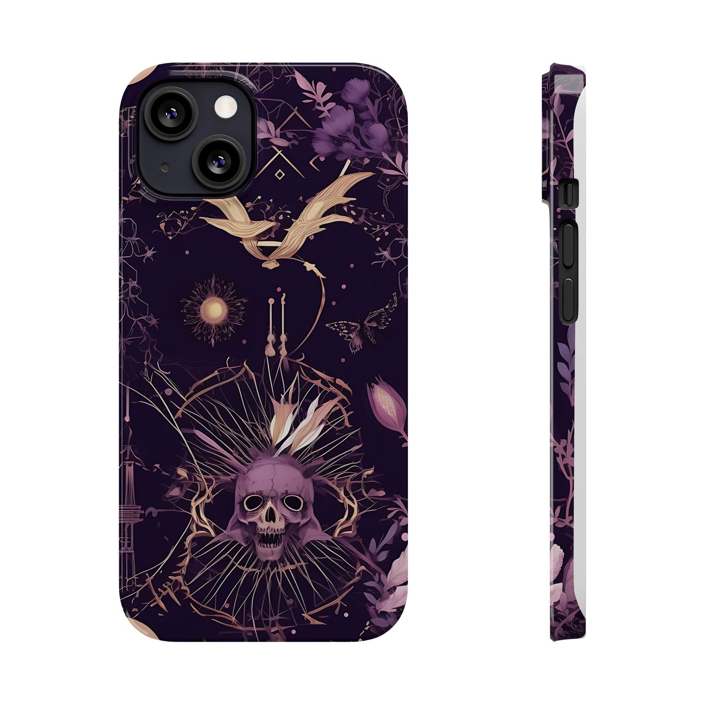 Gothic Floral Slim Phone Cases, Ghostly Style Mobile Cover, Dark Aesthetic Gift, Unique Protective Case, Perfect for Halloween