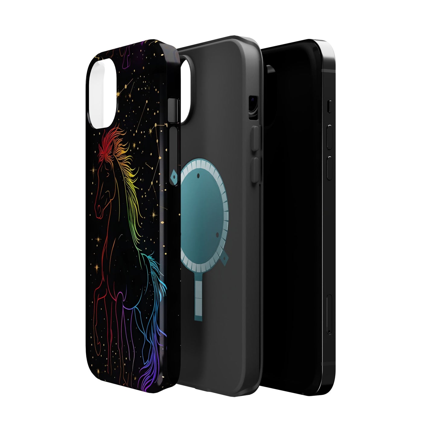 Year of the Horse Neon Art Magnetic Phone Case, Chinese Zodiac 2026 Design, compatible with iPhone 17 16 15 14 13