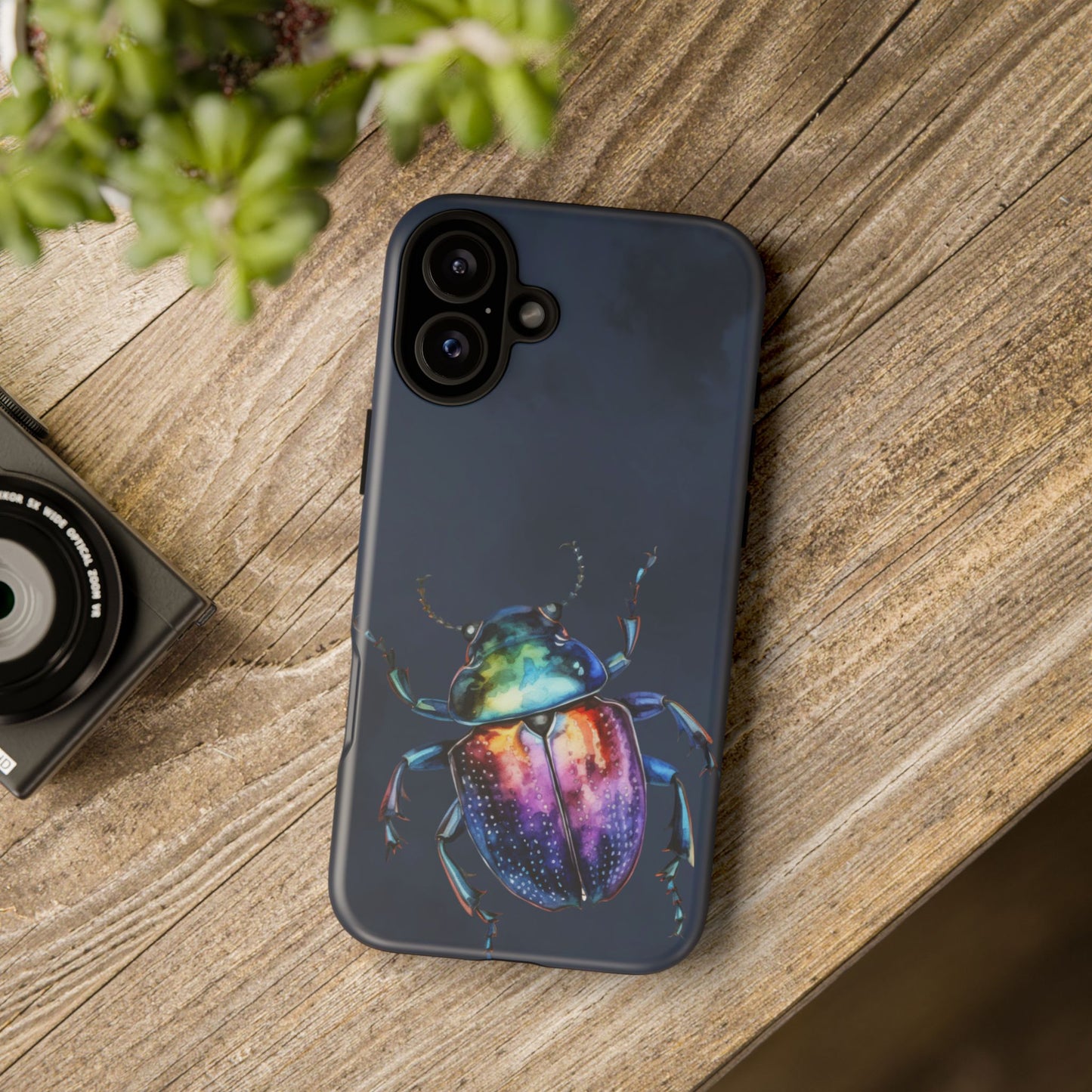 Iridescent Beetle Tough Phone Case - Insect Art Design, Nature-Inspired Pattern, Compatible with iPhone, Galaxy, and Google Phones