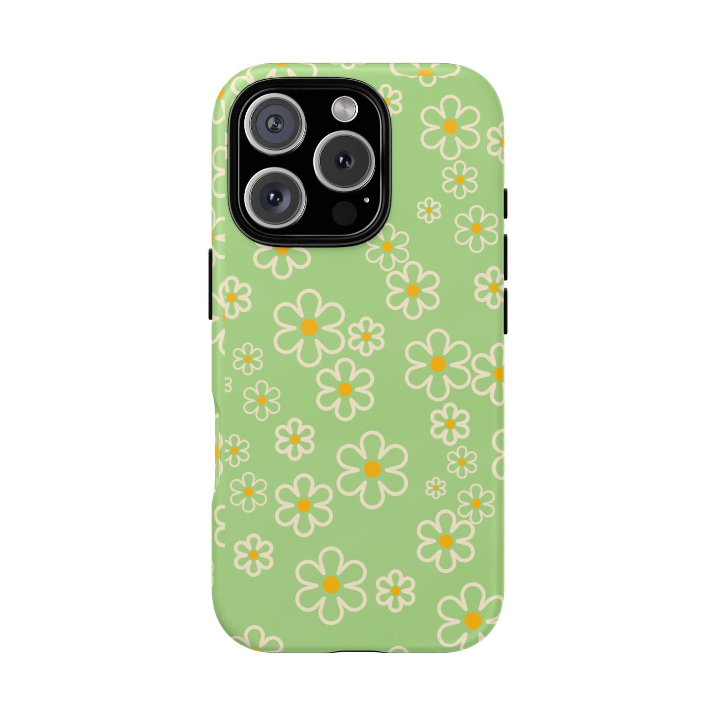 Minimal Daisy Flower Tough Phone Case - Retro Coquette Floral Print, Cute Soft Aesthetic, Compatible with iPhone, Galaxy, and Google Phones