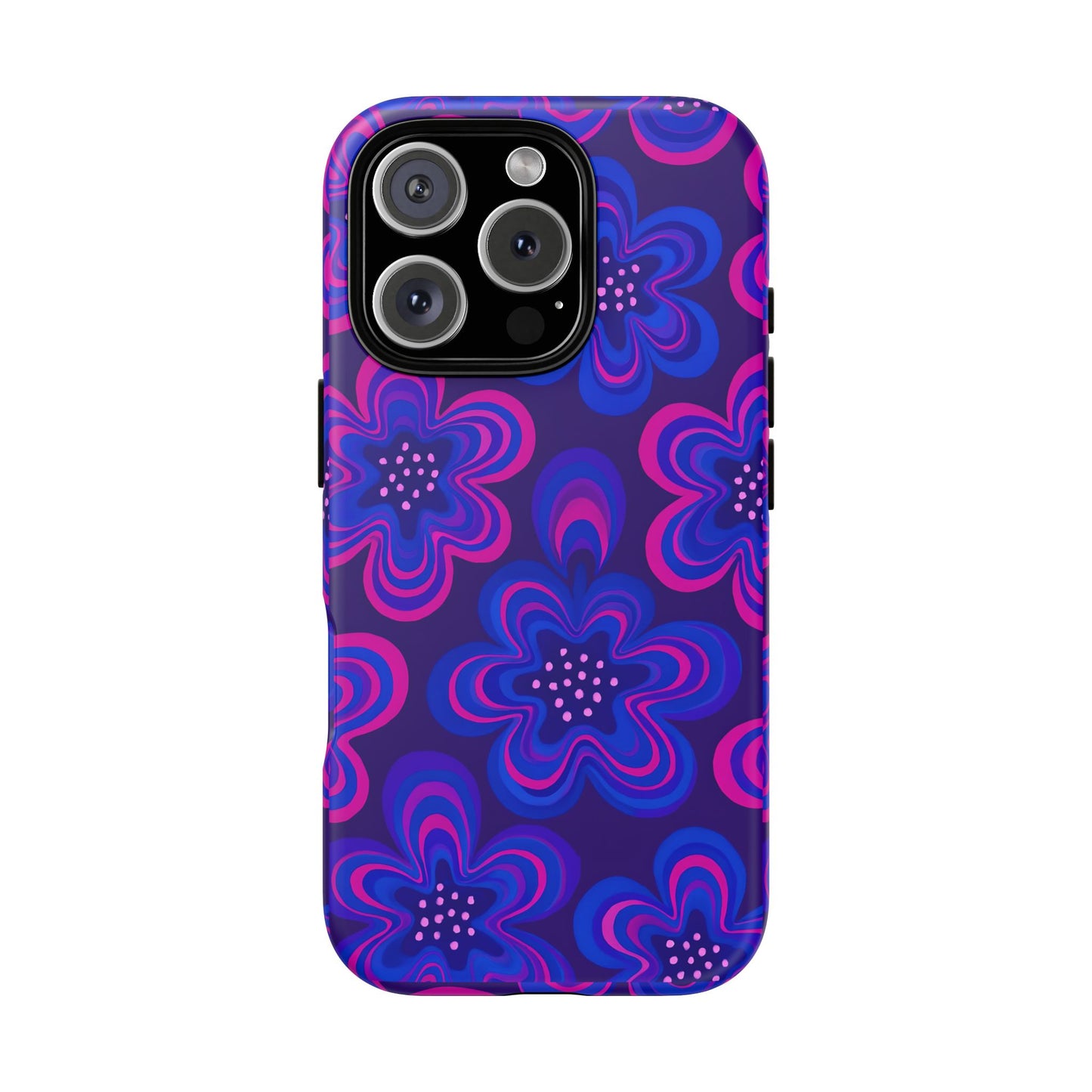 Retro Swirl Flower Tough Phone Case - Groovy Psychedelic Floral Pattern, Funky Vintage Aesthetic, Compatible with iPhone, Galaxy, and Google