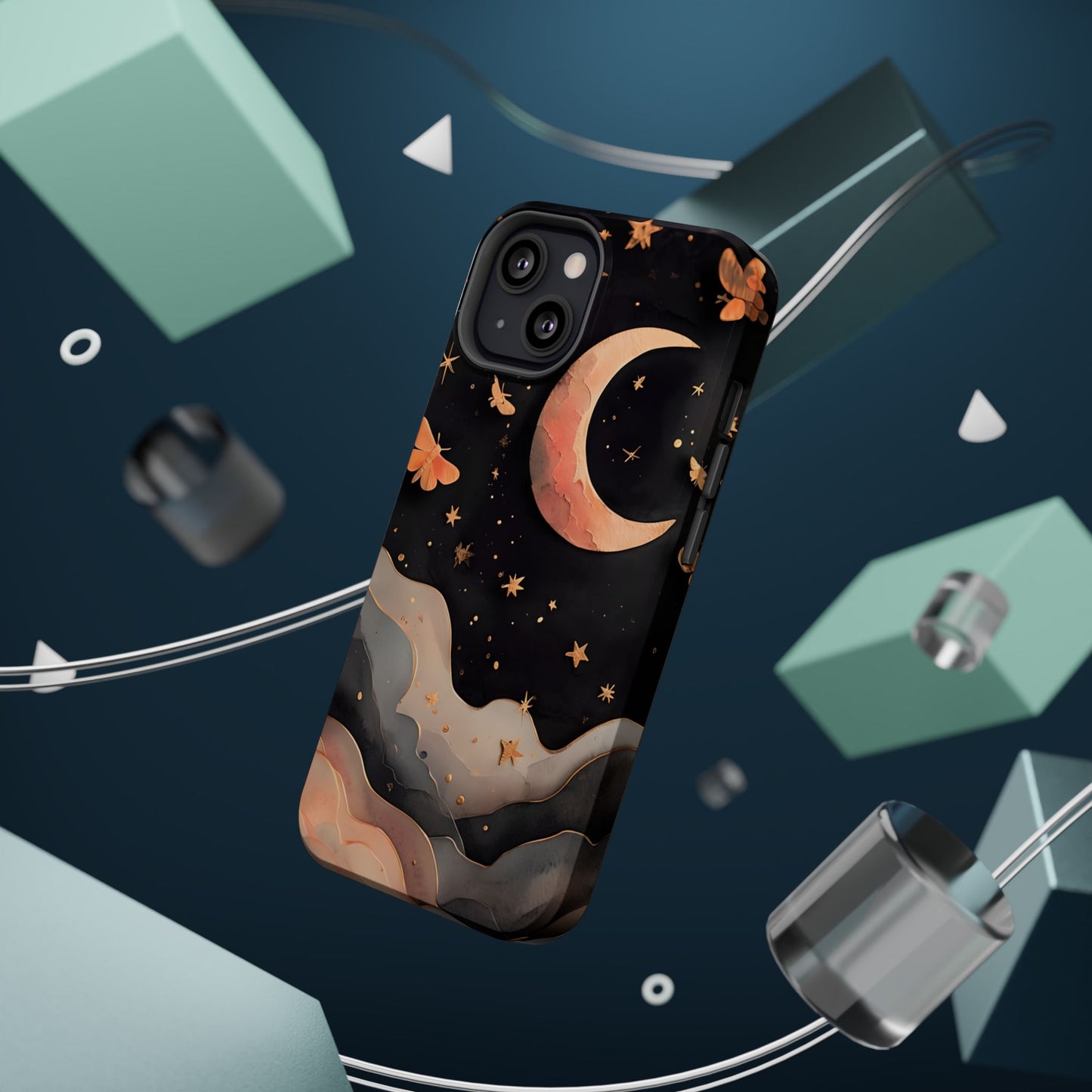 Moonlit Dream Magnetic Phone Case Night Sky Art, Celestial Design, Moon Lovers, Compatible with iPhone 17, 16, 15, 14, 13