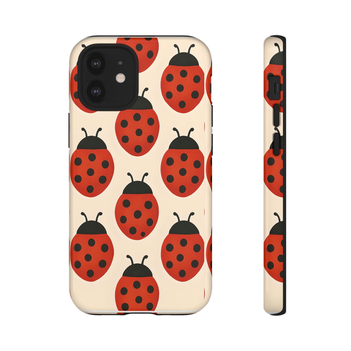 Cute Ladybug Tough Phone Case - Red and Black Insect Pattern, Nature-Inspired Design, Compatible with iPhone, Galaxy, and Google Phones