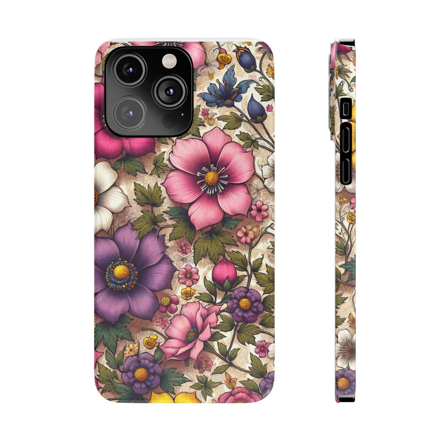 Floral Slim Phone Case - Vibrant Flower Design, Unique Floral iPhone Cover, Flower Phone Case, Gift for Her, Stylish Accessories
