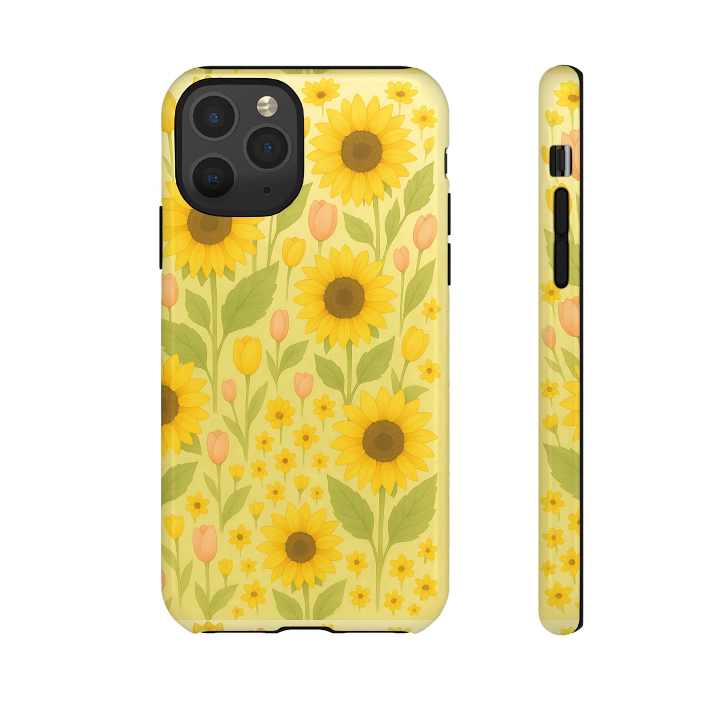 Sunflower Floral Phone Case, Watercolor Botanical Print, Aesthetic Tough Phone Case, Compatible with iPhone, Galaxy, Google