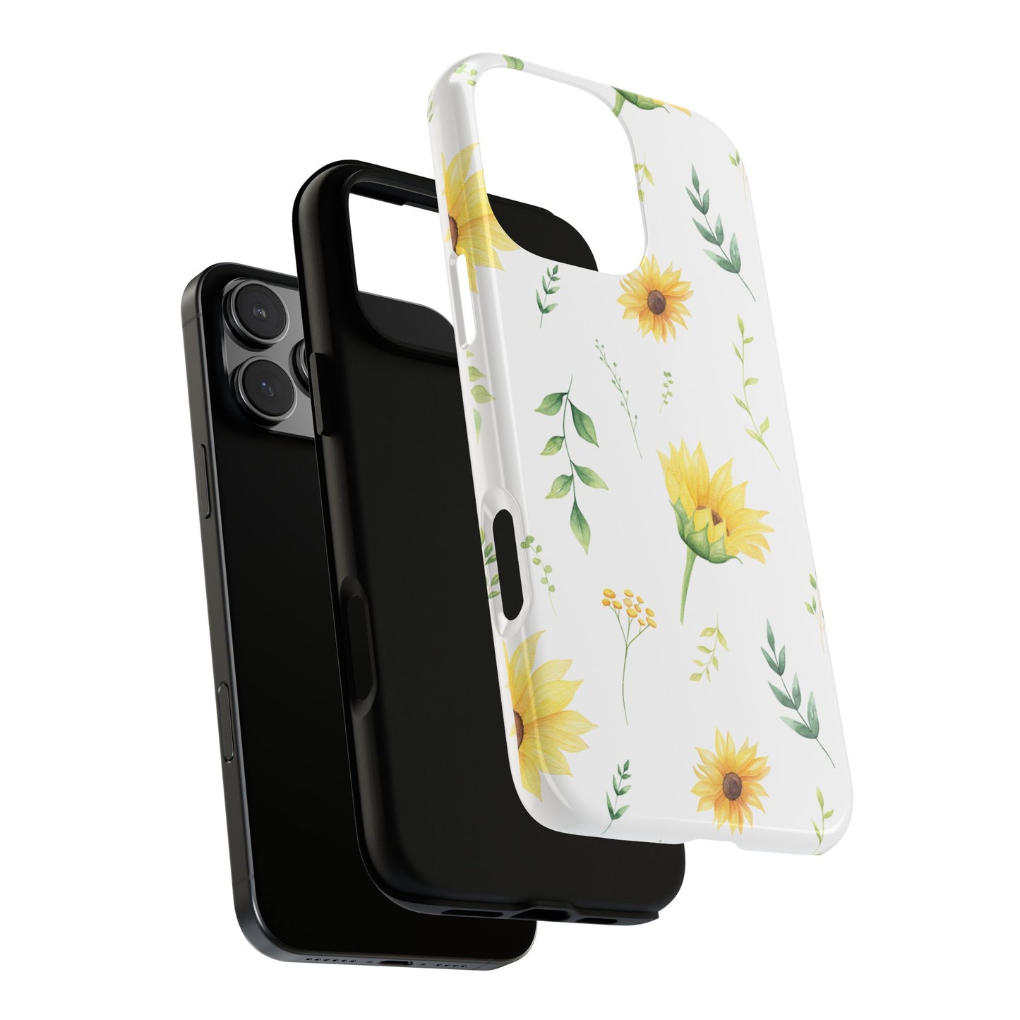 Sunflower Floral Tough Phone Case - Watercolor Botanical Print, Bright Nature Aesthetic, Compatible with iPhone, Galaxy, and Google Phones