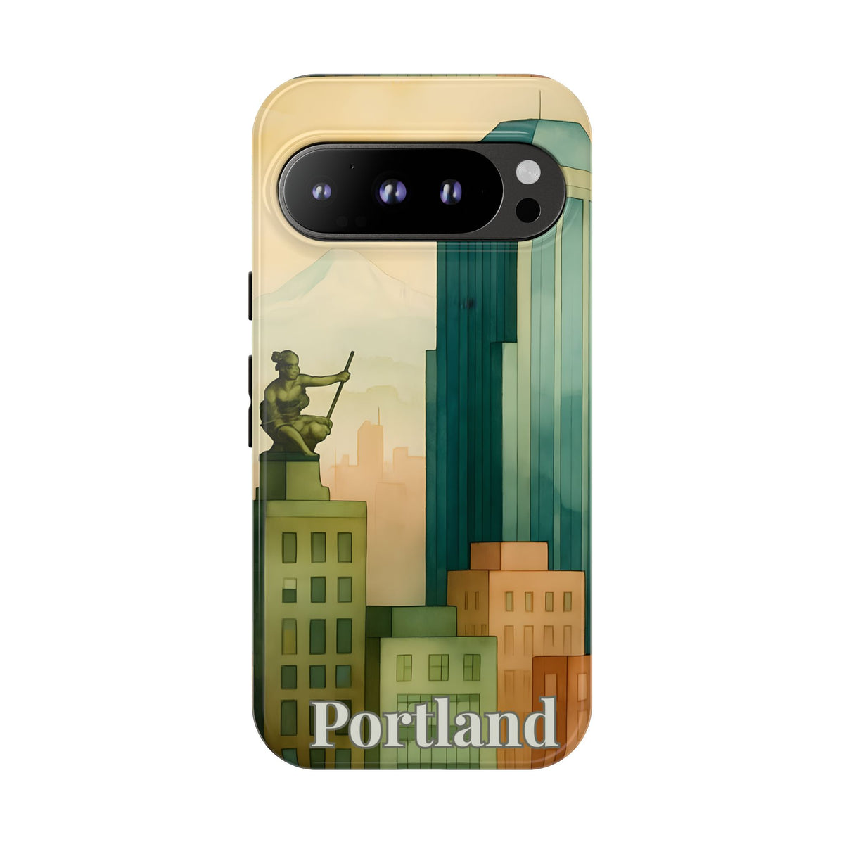 Portland Cityscape Phone Case • Urban Skyline Art Tough Case • Watercolor City Aesthetic • Gift for Travelers • Compatible with iPhone, Galaxy, Google