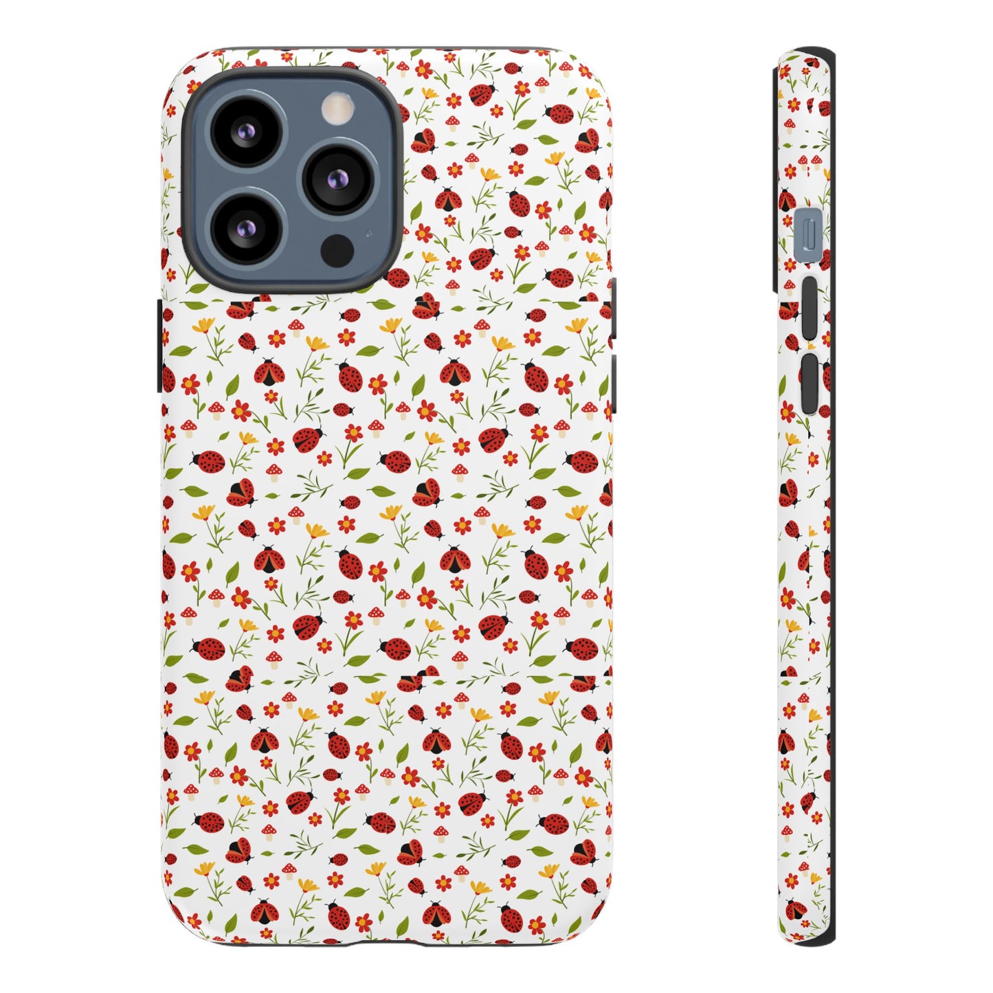 Ladybug Tough Phone Case - Cute Insect Aesthetic, Nature-Inspired Pattern Art, Compatible with iPhone, Galaxy, and Google Phones