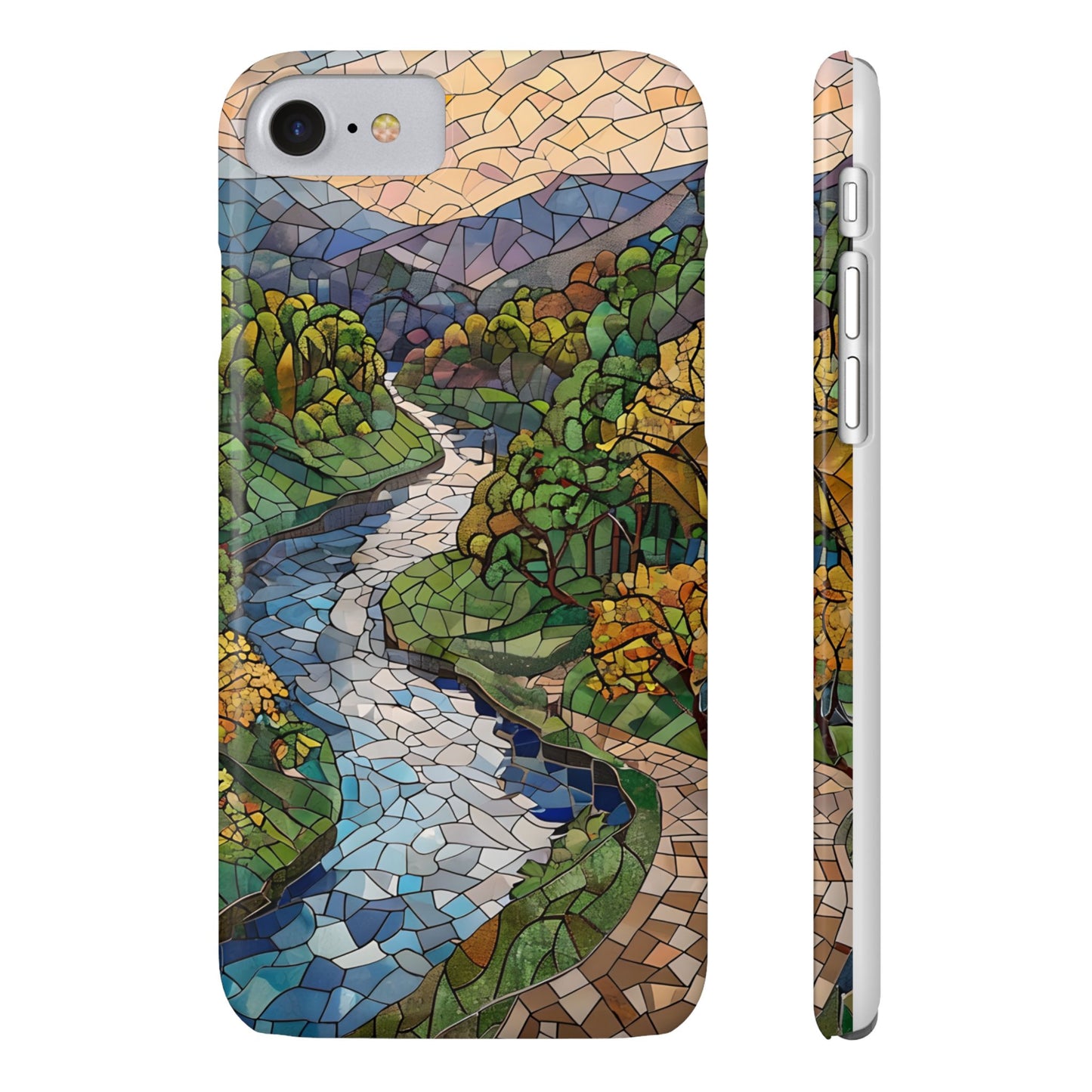 Cuyahoga Valley Mosaic Slim Phone Case, Midwest Forest Art, Scenic Nature Aesthetic, Unique Gift for Nature Lovers
