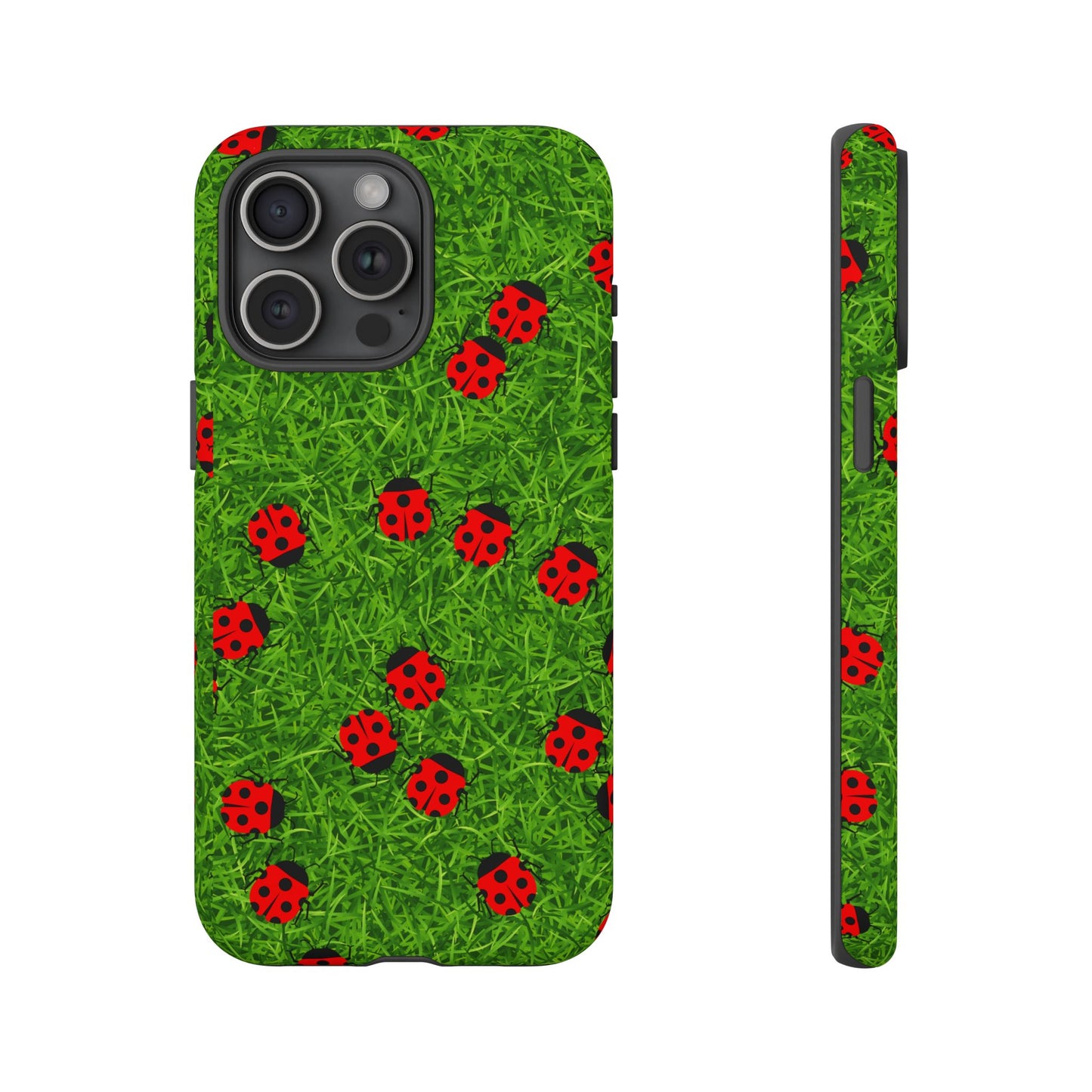 Ladybug Tough Phone Case - Cute Insect Aesthetic, Nature Pattern Art Design, Compatible with iPhone, Galaxy, and Google Phones