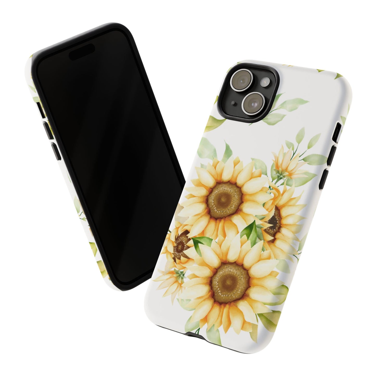 Sunflower Floral Tough Phone Case - Watercolor Botanical Art, Bright Nature Aesthetic, Compatible with iPhone, Galaxy, and Google Phones