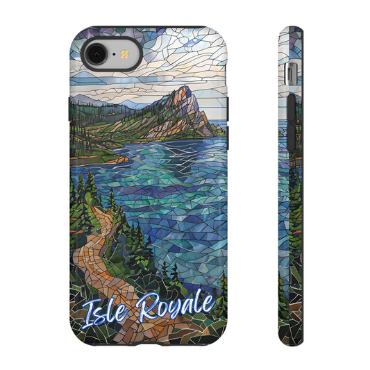 Isle Royale Mosaic Tough Phone Case, Remote Island Wilderness Art, Great Lakes Nature Aesthetic, Compatible with iPhone, Galaxy, and Pixels