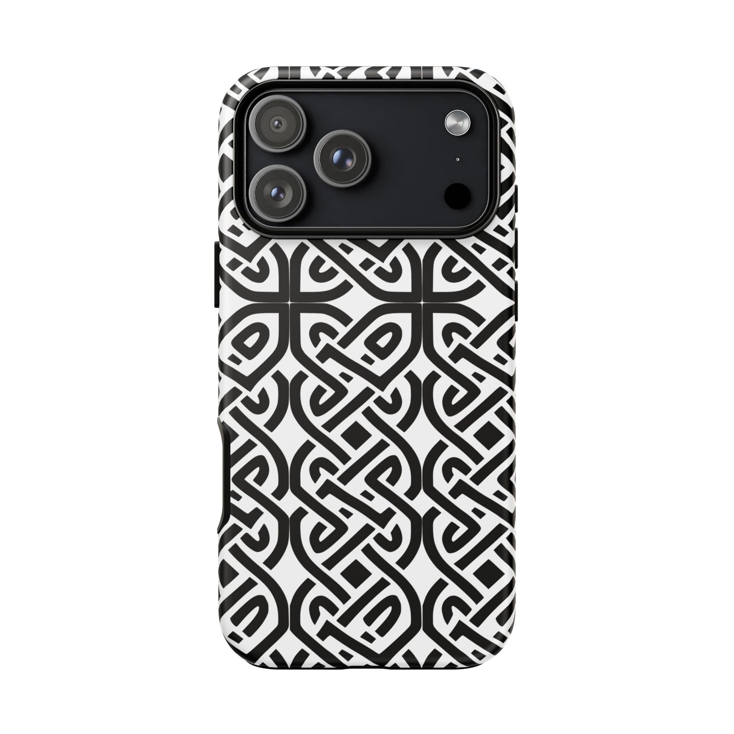 Tough Case Celtic Knot Black and White Pattern Phone Cover Compatible with iPhone 17, 16, 15, 14, 13, Galaxy, Google, Irish Heritage Design