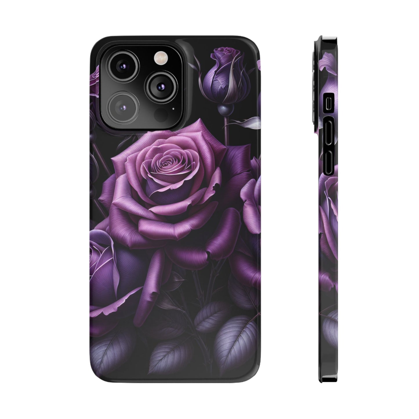 Purple Rose Slim Phone Cases, Floral Phone Cover, Elegant Smartphone Case, Gift for Her, Mother's Day Accessories