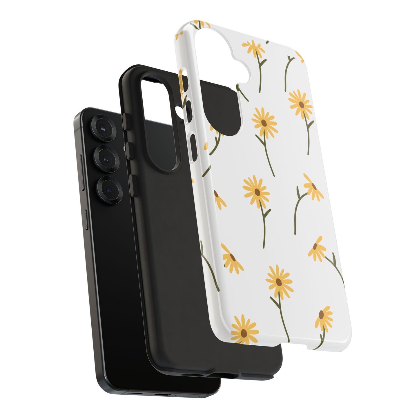 Sunflower Floral Tough Phone Case - Minimal Daisy-Inspired Print, Simple Botanical Aesthetic, Compatible with iPhone, Galaxy, and Google