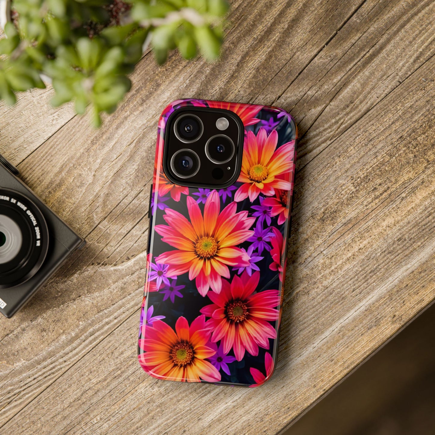 Bold Garden Flower Tough Phone Case - Colorful Floral Print, Bright Botanical Aesthetic, Compatible with iPhone, Galaxy, and Google Phones