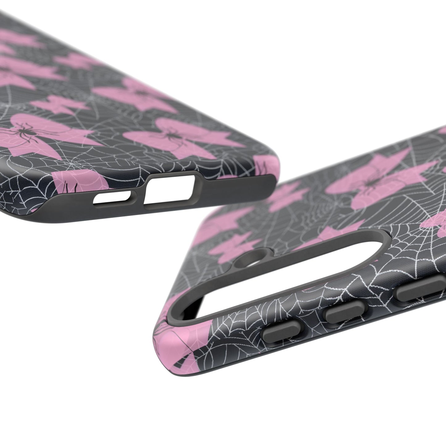 Pink Spider Bow Phone Case, Goth Coquette Spiderweb Phone Cover Creepy Cute Halloween Aesthetic Case Spooky Glam Girl Accessory for Alt Fans