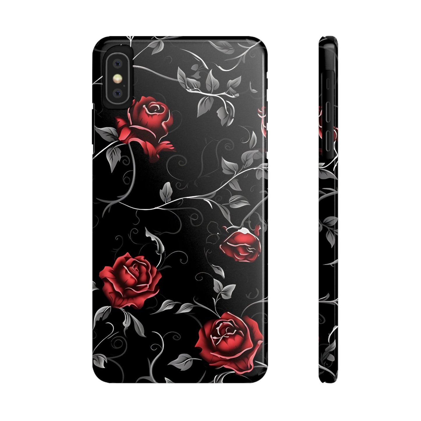 Elegant Floral Slim Phone Cases, Gothic Style Case, Rose Design Cover, Unique Gift for Her, Phone Accessories, Modern Chic