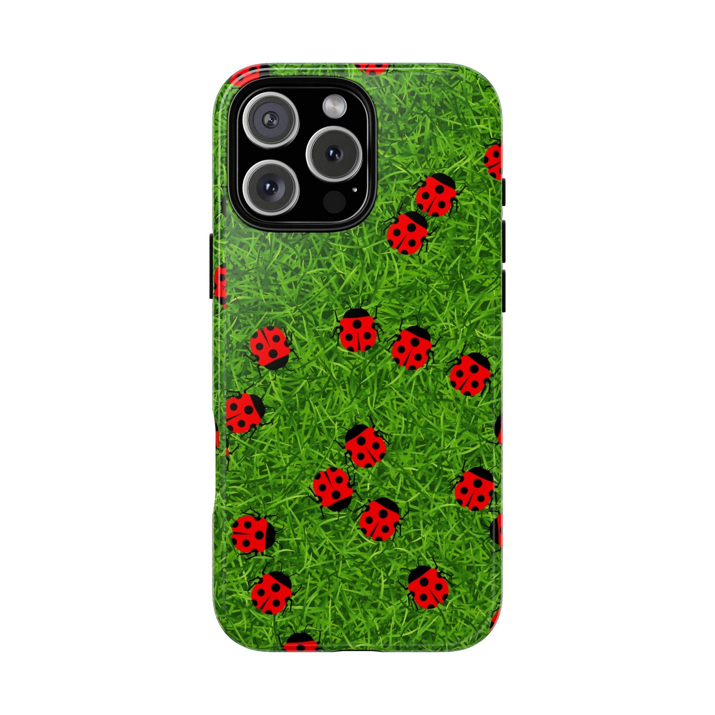 Ladybug Tough Phone Case - Cute Insect Aesthetic, Nature Pattern Art Design, Compatible with iPhone, Galaxy, and Google Phones