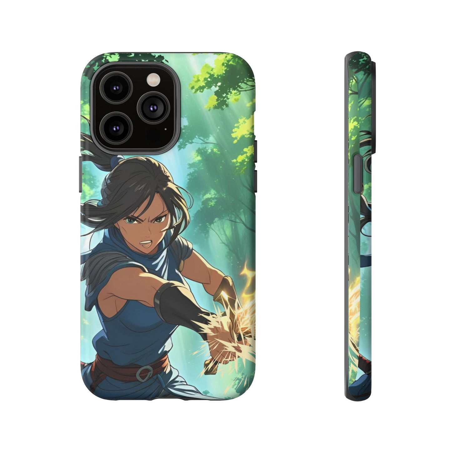 Anime Warrior Girl Tough Phone Case - Japanese Action Aesthetic, Fierce Heroine Design, Compatible with iPhone, Galaxy, and Google Phones