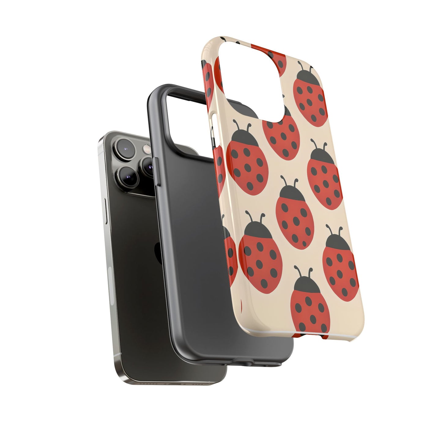 Cute Ladybug Tough Phone Case - Red and Black Insect Pattern, Nature-Inspired Design, Compatible with iPhone, Galaxy, and Google Phones