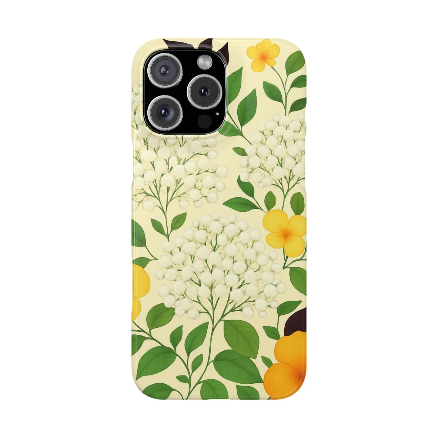 Delicate Floral Print Phone Case, Autumn Botanical Slim Phone Case, Aesthetic Flower Phone Cover Compatible with iPhone, Galaxy, Google