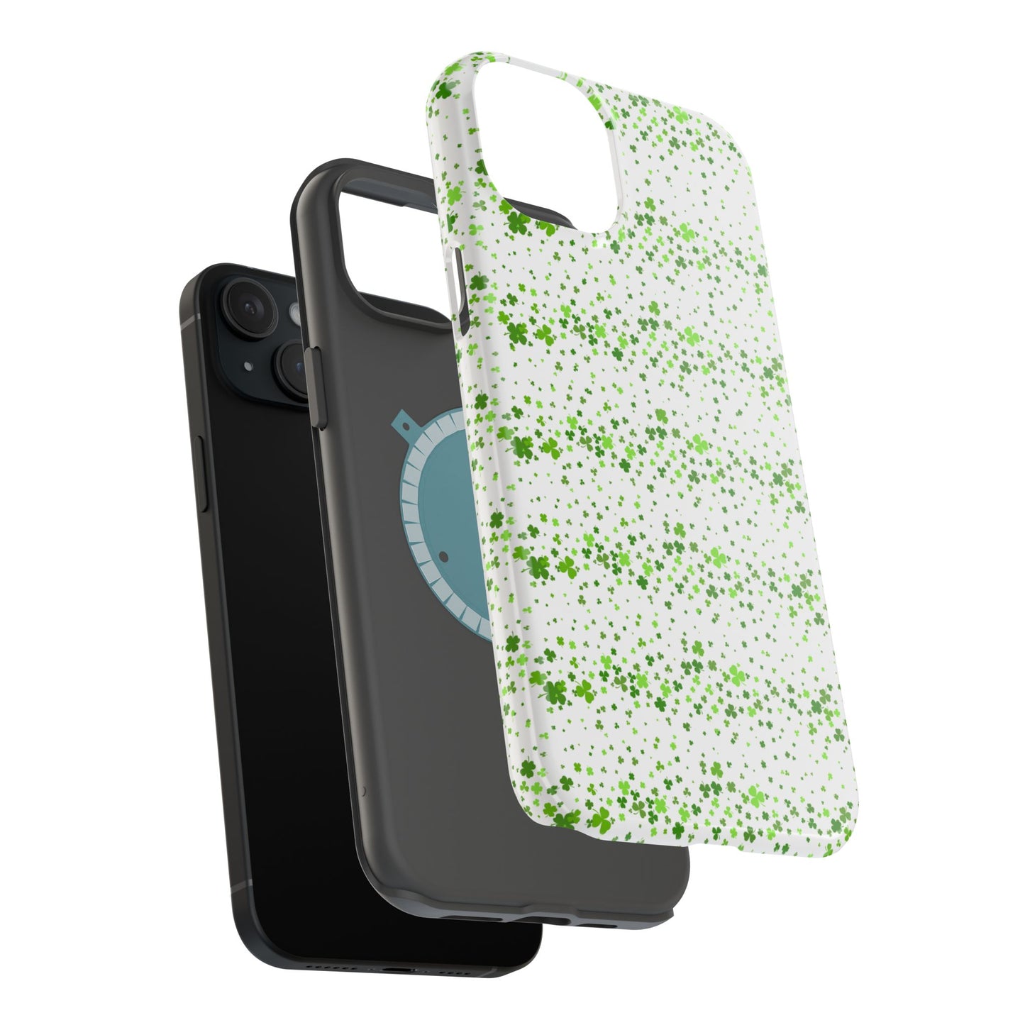 Shamrock Magnetic Phone Case, Minimal St Patricks Day Clover Pattern, Irish Green Compatible with iPhone 17, 16, 15, 14, 13