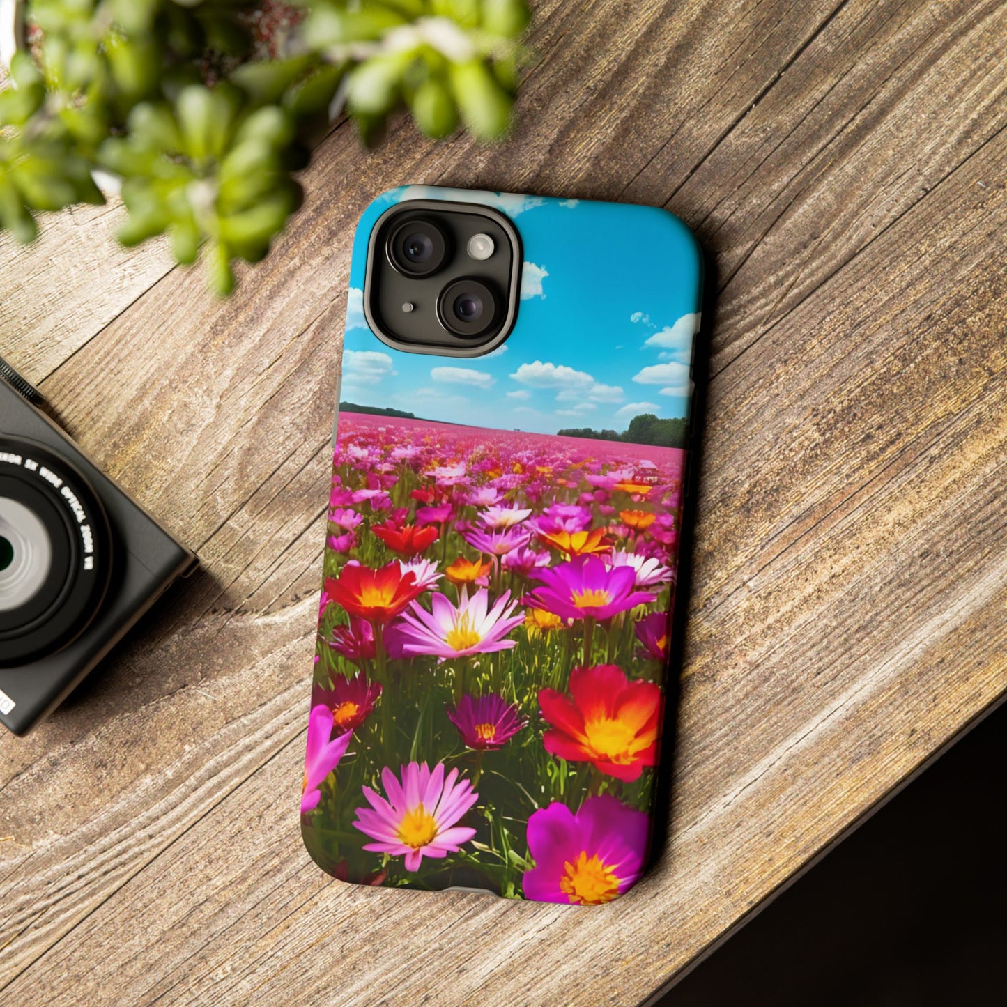 Flower Field Tough Phone Case - Wildflower Meadow Print, Colorful Nature Aesthetic, Compatible with iPhone, Galaxy, and Google Phones